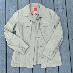 Isaac Mizrahi Khaki Lightweight Multi- Pocket Utility Explorer Jacket